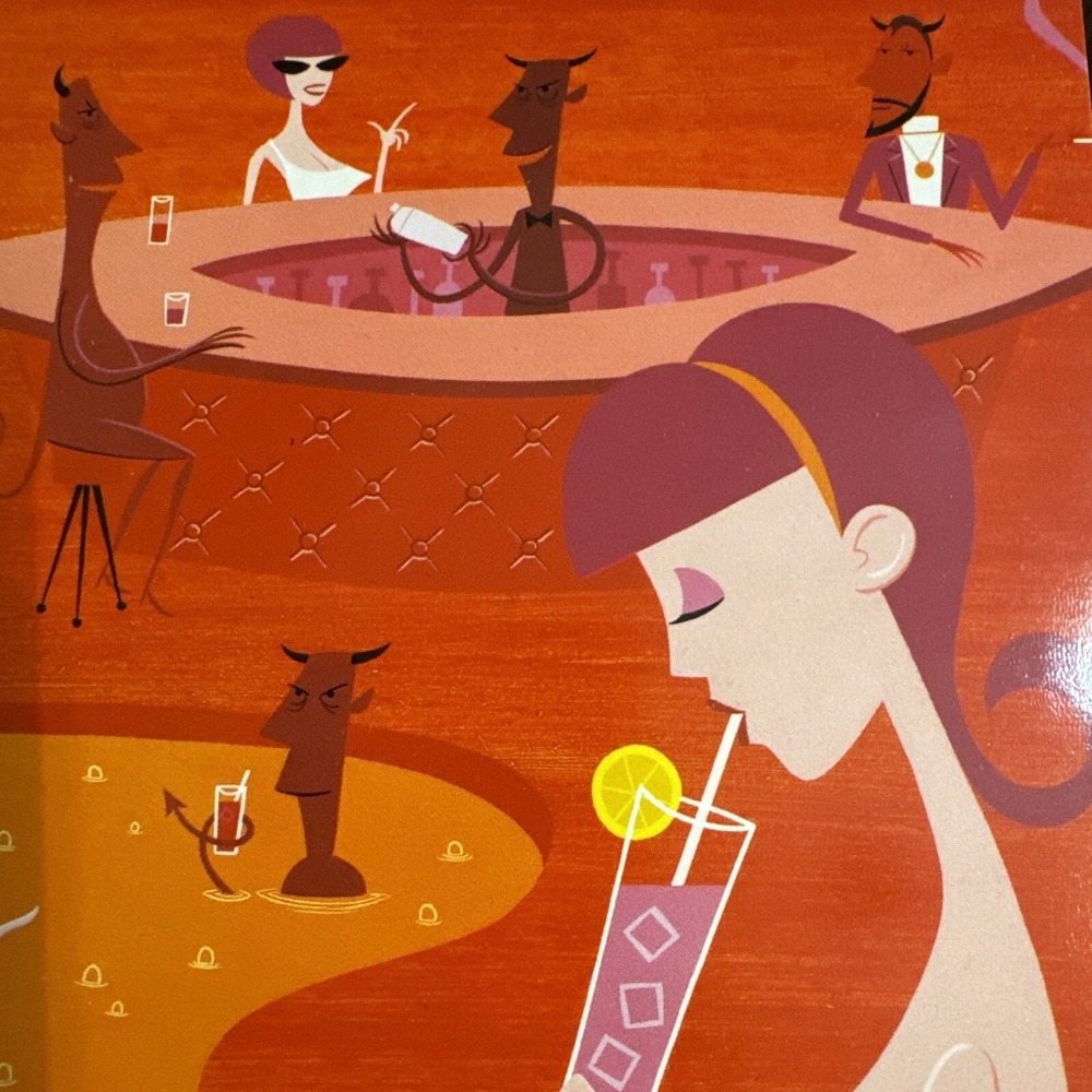 Valentines Day Greeting Card SHAG Josh Agle MCM Retro Art Red Devil Pool Party